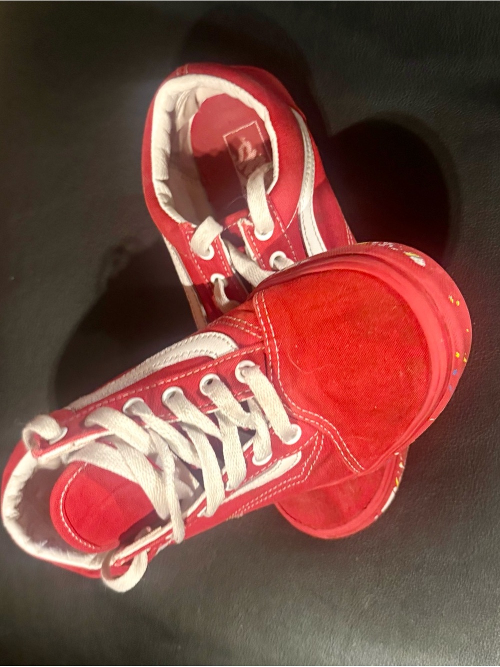 Vans Kids Red and White Lace-Up Sneakers